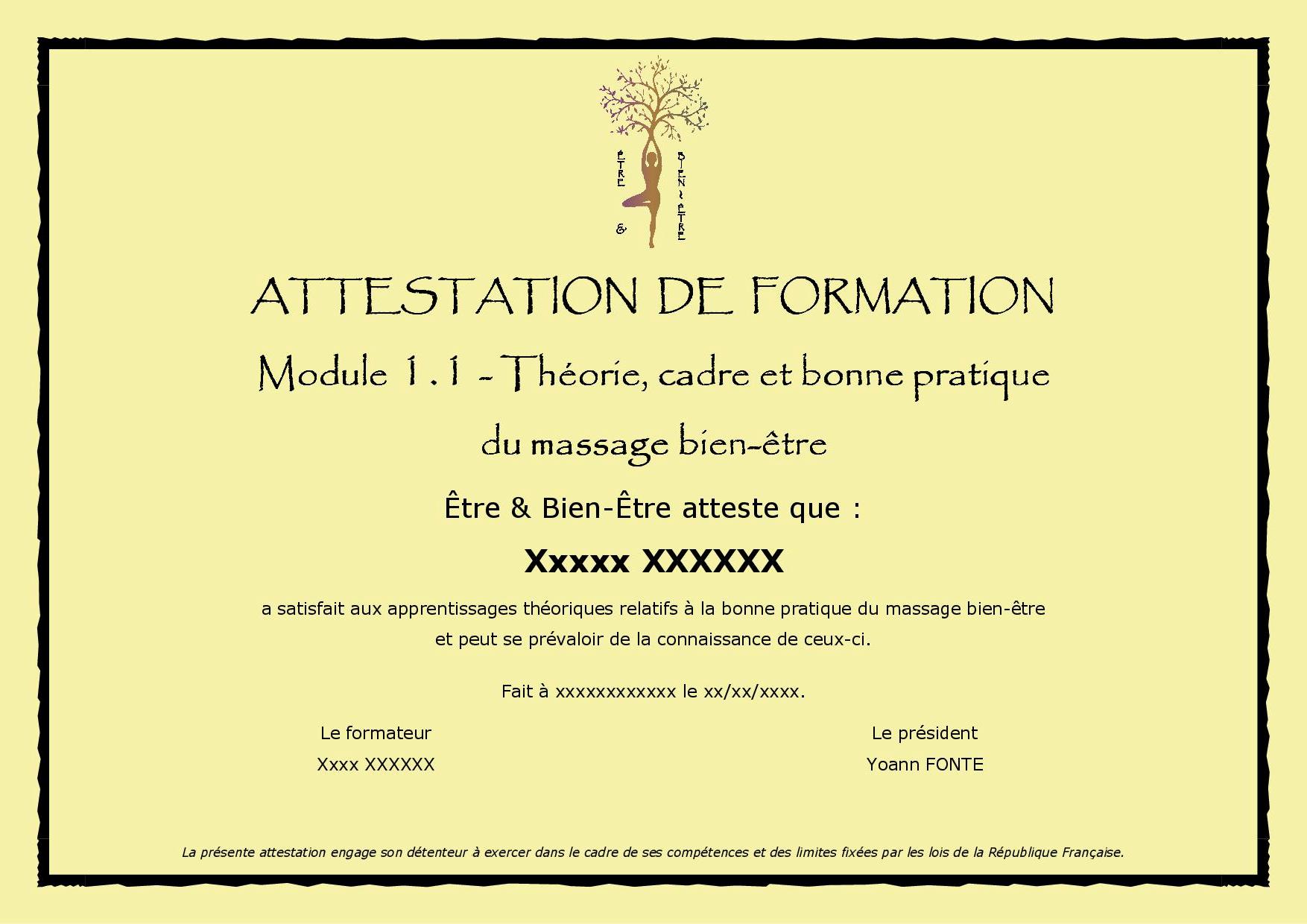 Attestation de formation